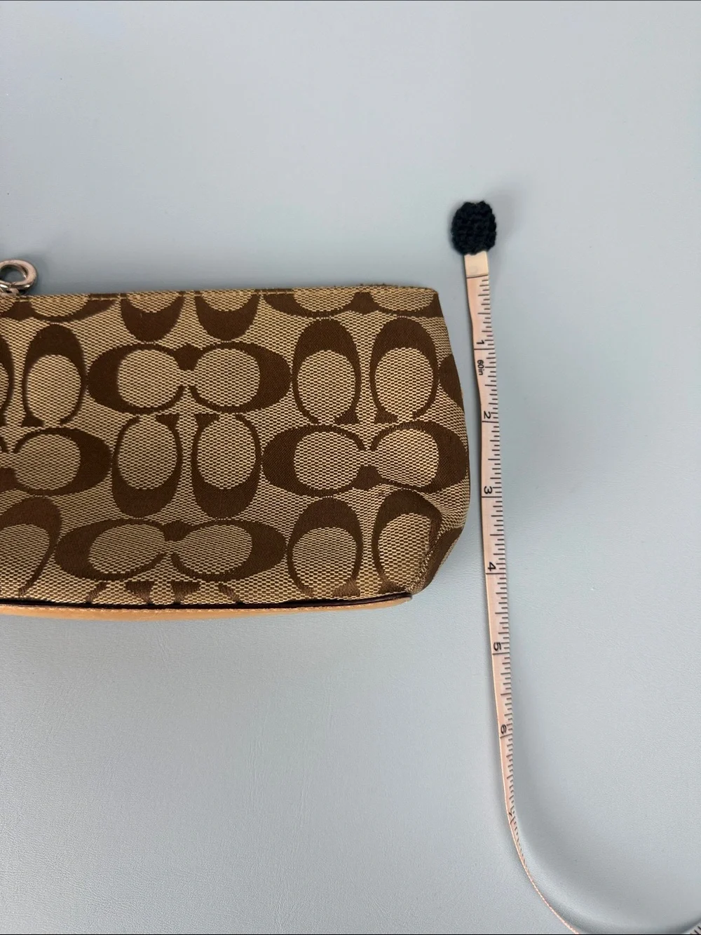 Coach Brown/Tan Signature Canvas Wristlet with Tassel